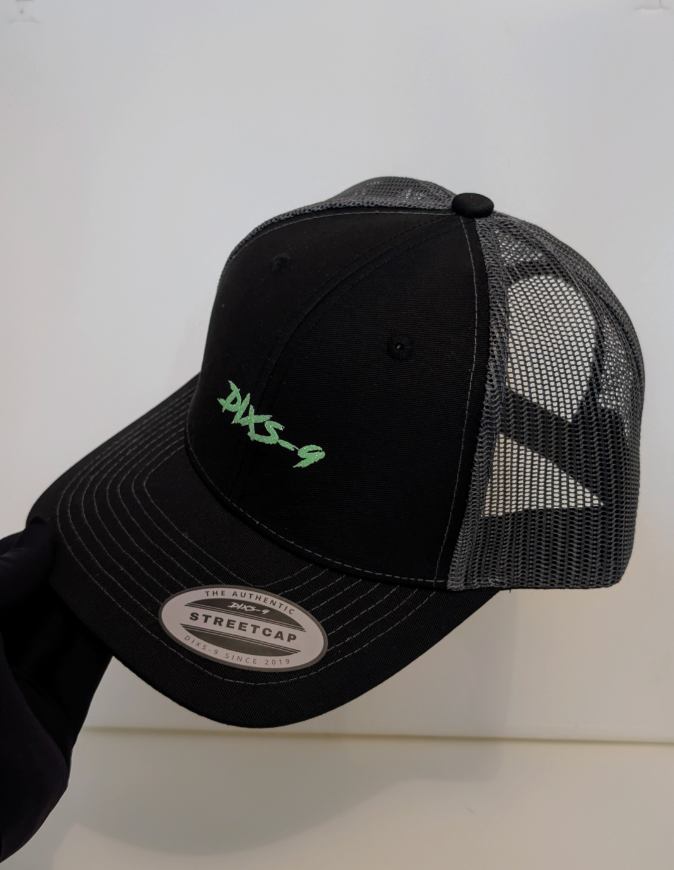 Dixs-9 Street Cap Black, Grey & Green Diamond