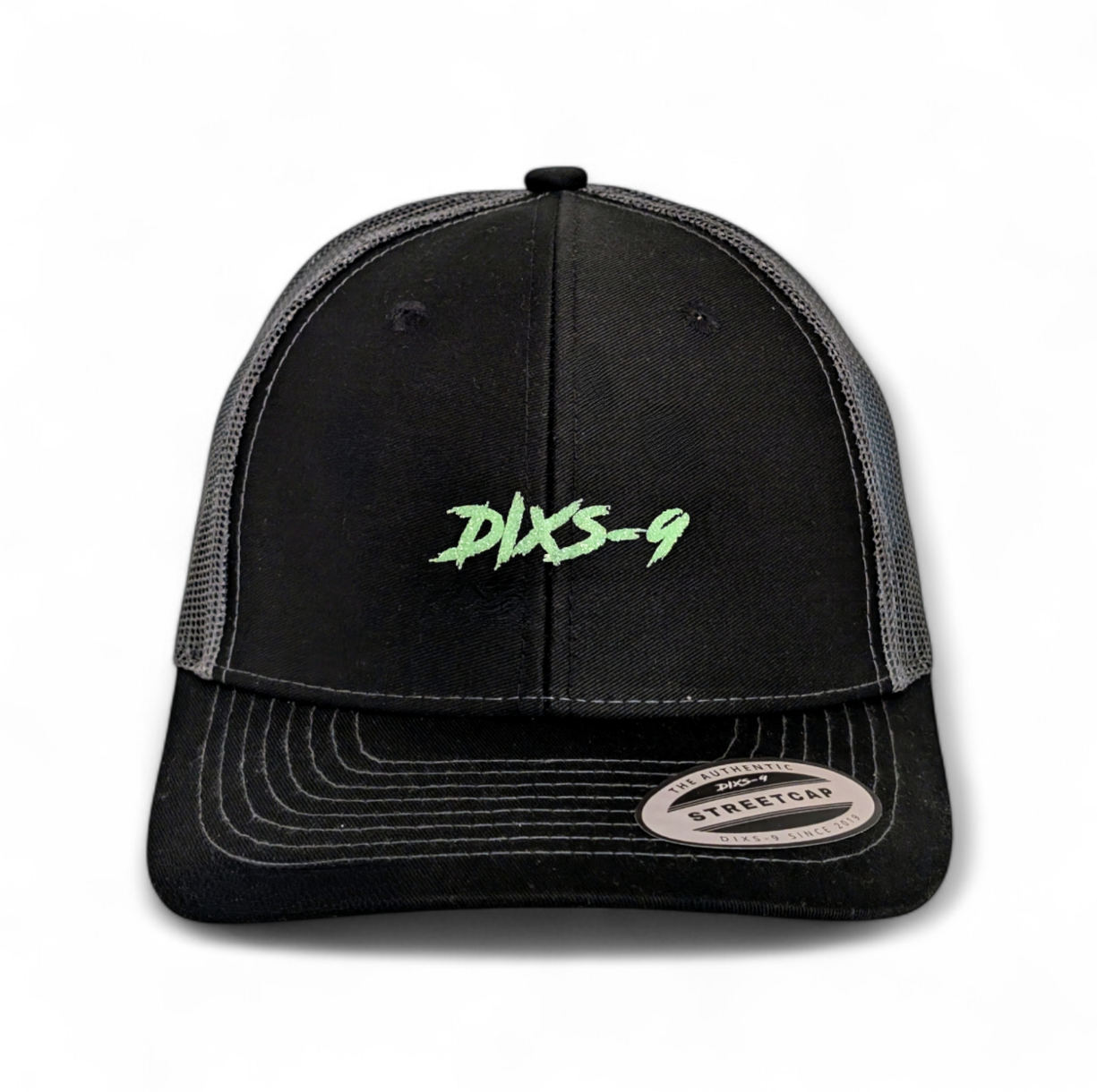 Dixs-9 Street Cap Black, Grey & Green Diamond